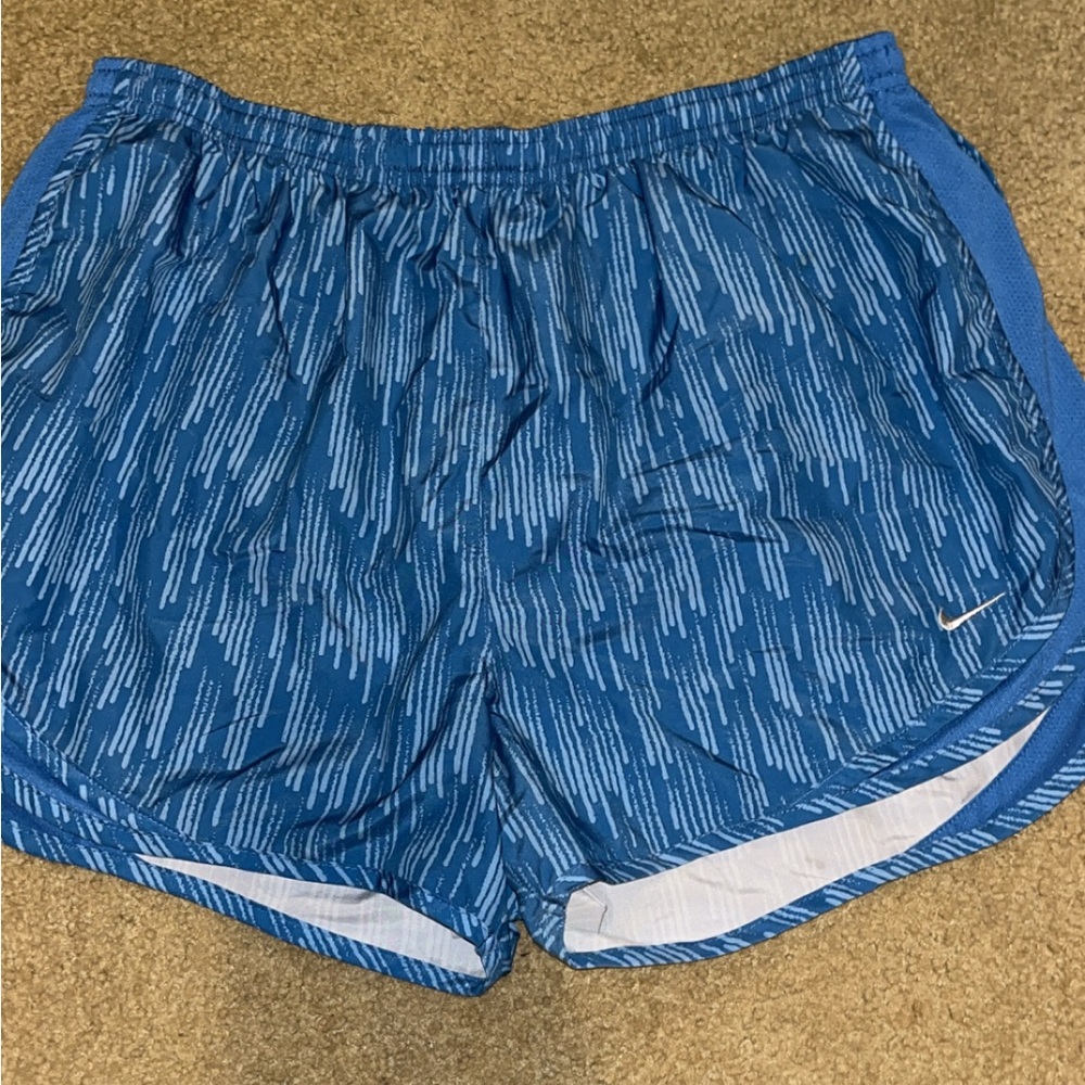 Nike Blue and White Patterned Running Shorts